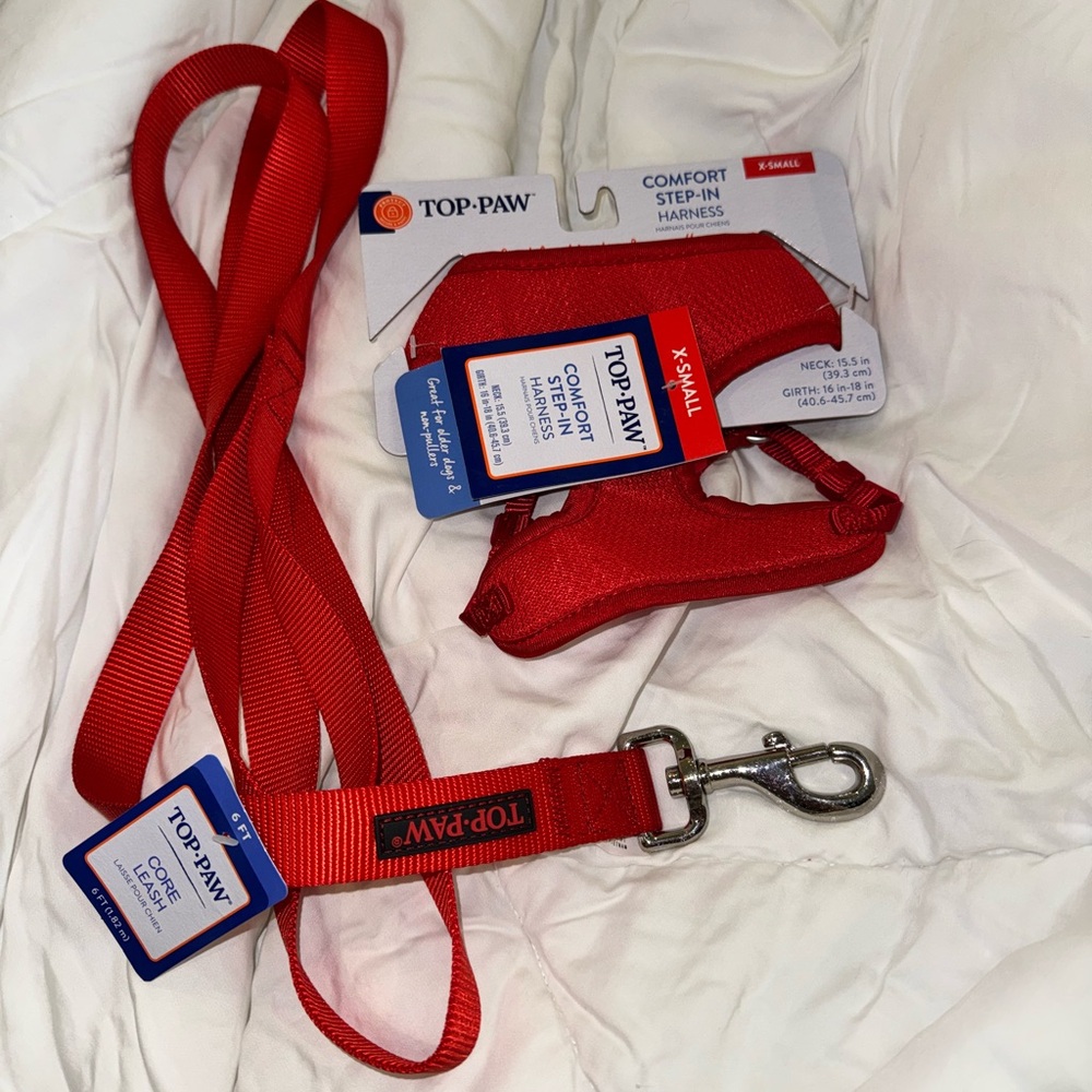 3pc SET Top Paw Mesh Comfort Step-In Small Dog or Cat Harness in Red - Picture 9 of 11